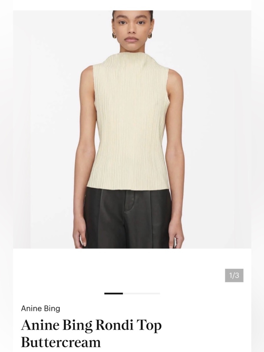 Anine Bing Pleated Sleeveless Top - Ivory